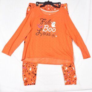 Way To Celebrate Women's 'Fab-BOO-lous' Halloween 2-Piece Pajama Set  XL(16-18)